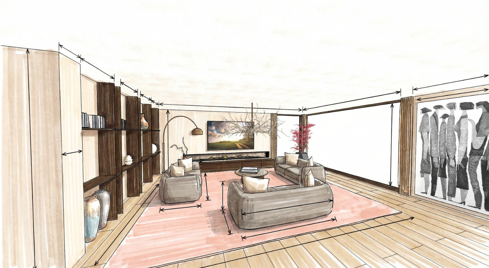 VR belsőépítészeti látványterv panoráma.